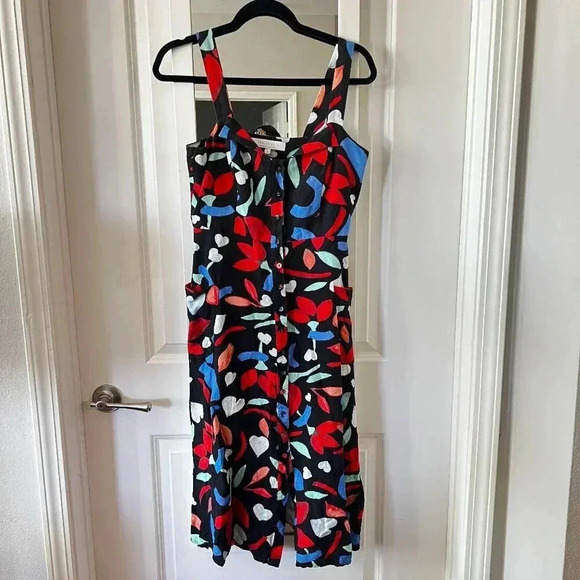 434 Hunter Bell Midi Tank Dress Size 2 Color Black Red - Picture 2 of 7